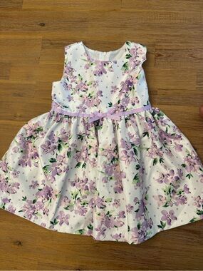Bonnie Jean White and Lavender Floral Fit-and-Flare Dress